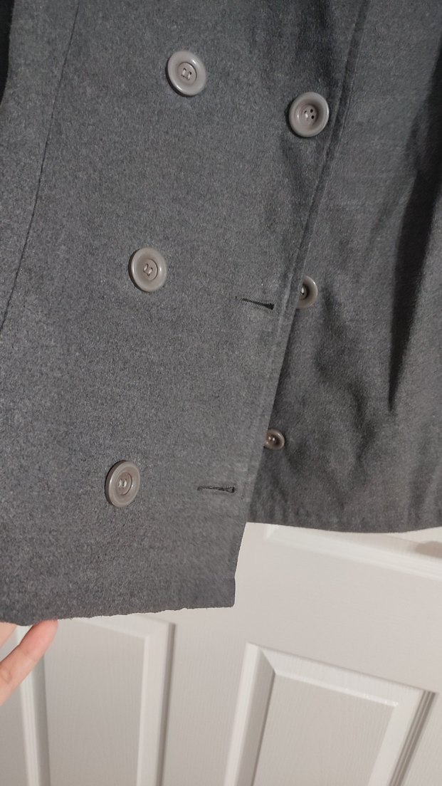 Düğmeli Gri Midi  Kaban - Görsel 3