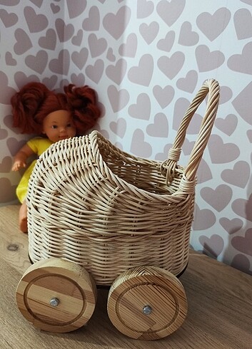 Rattan Oyuncak Bebek Arabası 