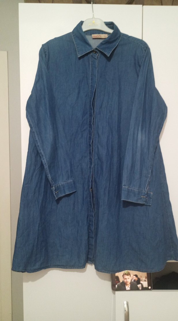 Düğmeli Mavi Kadın Kot Ceket - Görsel 2