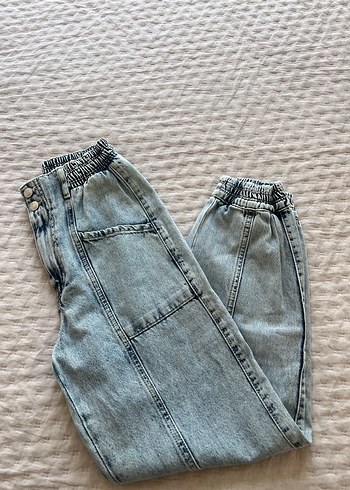 s Beden Gri Mini Loose Fit Denim Kadın Jean