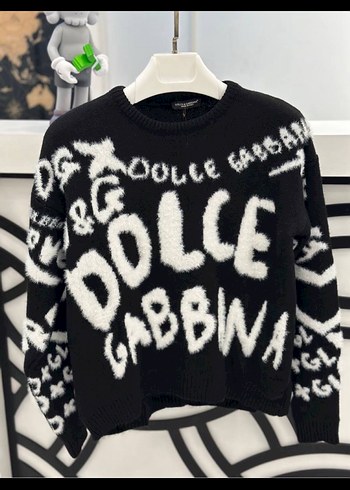 Dolce gabbana Siyah Desenli Kadın Yün Kazak