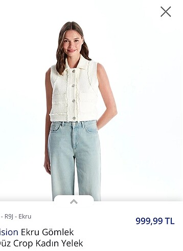 s Beden beyaz Renk LCW Tüvit Kumaş Ekru Renk Crop Yelek
