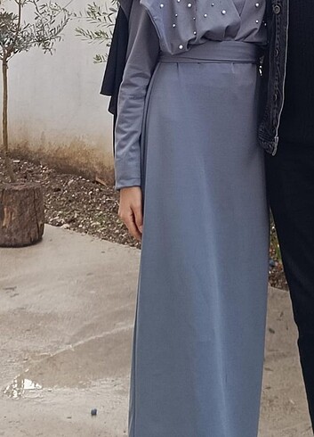 38 Beden gri Renk taşlı abiye elbise
