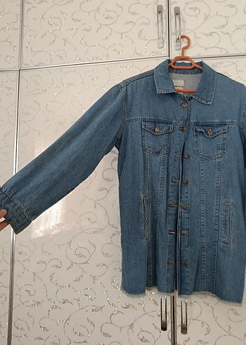 Kadın Mavi Düğmeli Denim Ceket - Görsel 2
