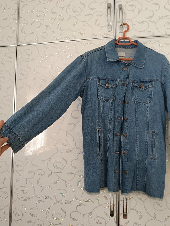 Kadın Mavi Düğmeli Denim Ceket - Görsel 2