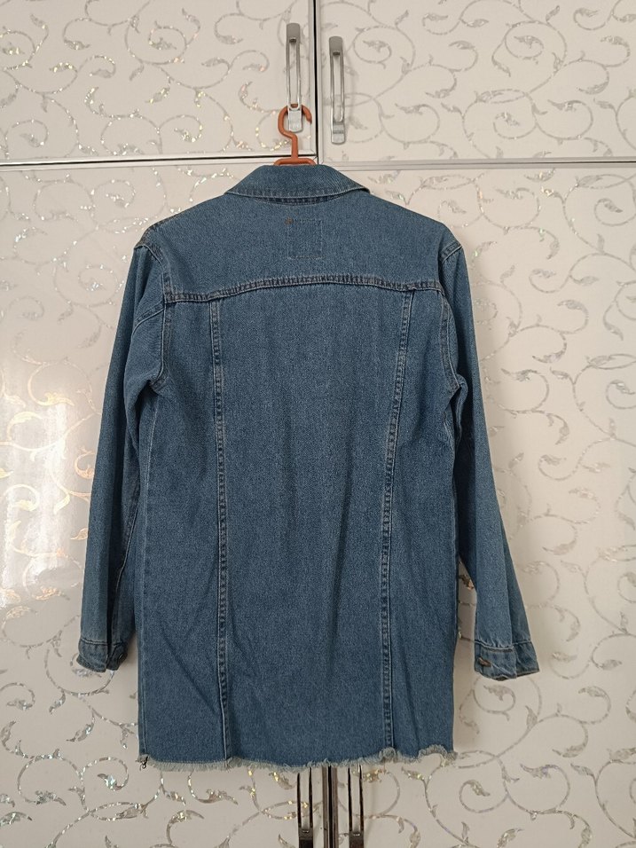 Kadın Mavi Düğmeli Denim Ceket - Görsel 3