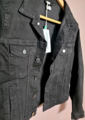 44 Beden siyah Renk H&M Düğmeli Siyah Kadın Kot Ceket