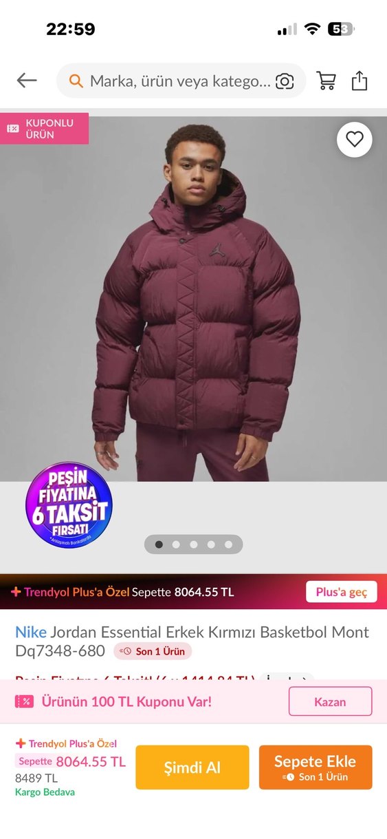 Jordan Essential Kırmızı Mont - Görsel 5