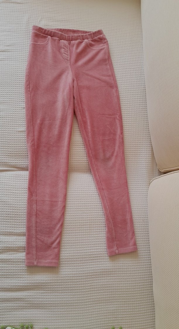 Kızlar için Pembe Kadife Tayt - Görsel 2