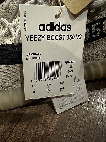 42.5 Beden Adidas Yeezy Boost 350 v2 Slate 42.5