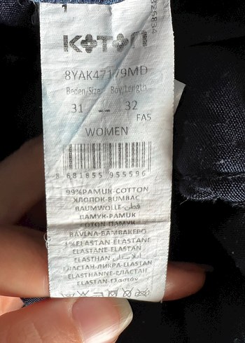 Koton Kadın Mavi Denim Midi Paça Jean