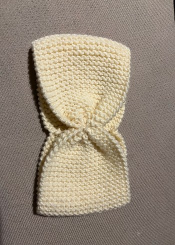 Beyaz Örgü kışlık kadın bandana