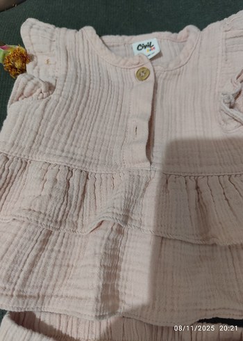 Müslim Pembe Fırfırlı Bebek Kız Takımı - Görsel 2