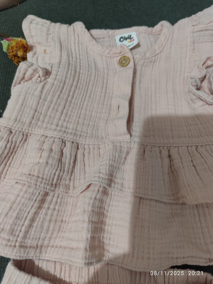 Müslim Pembe Fırfırlı Bebek Kız Takımı - Görsel 2