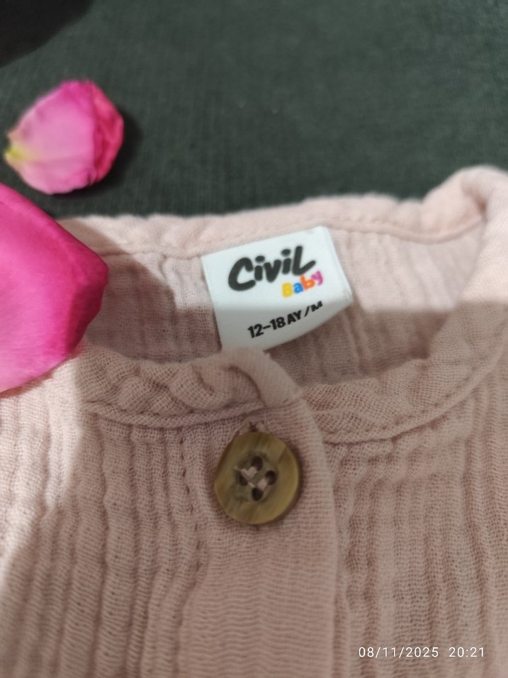 Müslim Pembe Fırfırlı Bebek Kız Takımı - Görsel 3