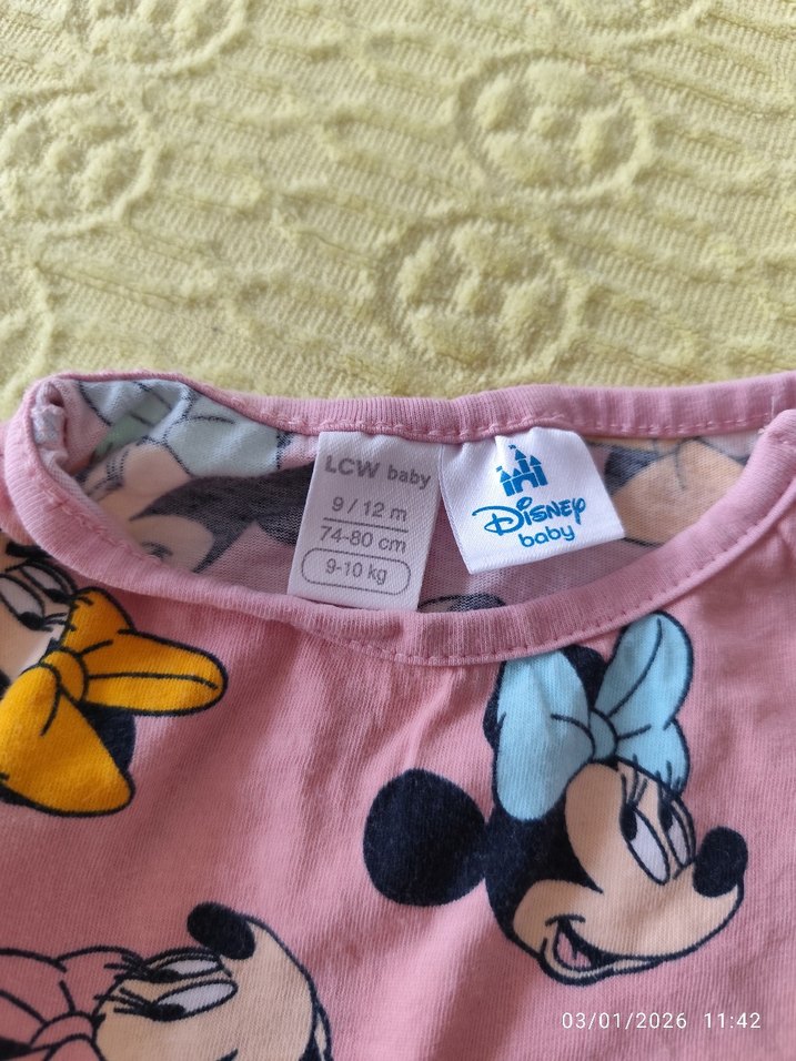 Pembe Baskılı Kısa Kollu Bebek Kıyafet Takımı - Görsel 2