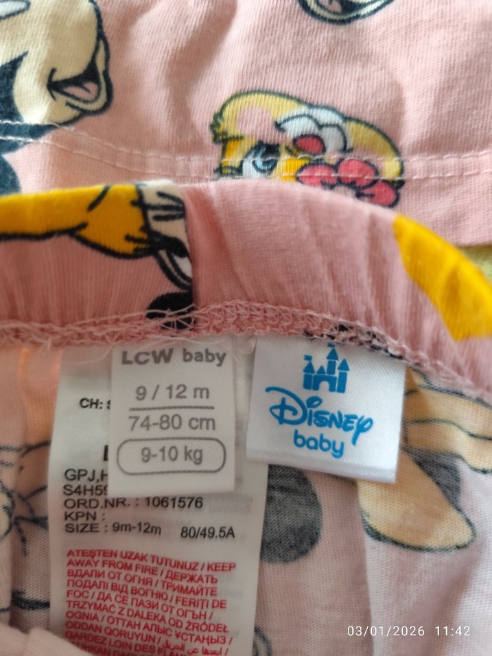 Pembe Baskılı Kısa Kollu Bebek Kıyafet Takımı - Görsel 3