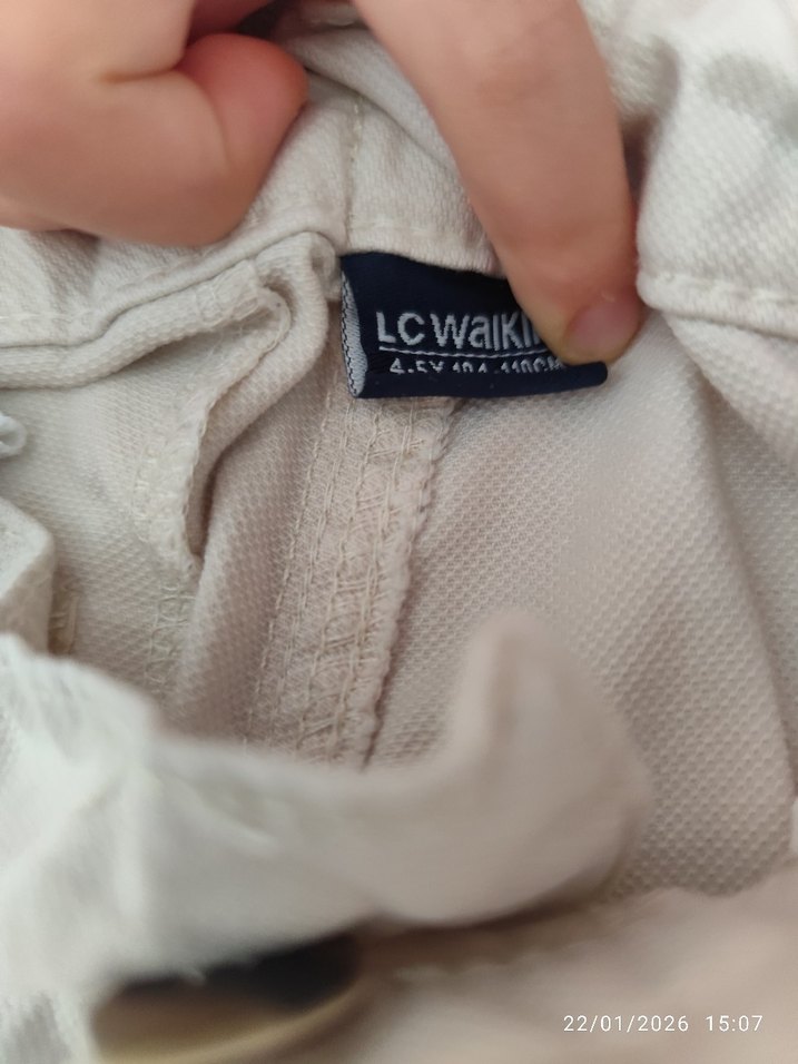 Düğmeli Beyaz Keten Erkek Çocuk Pantolon - Görsel 3