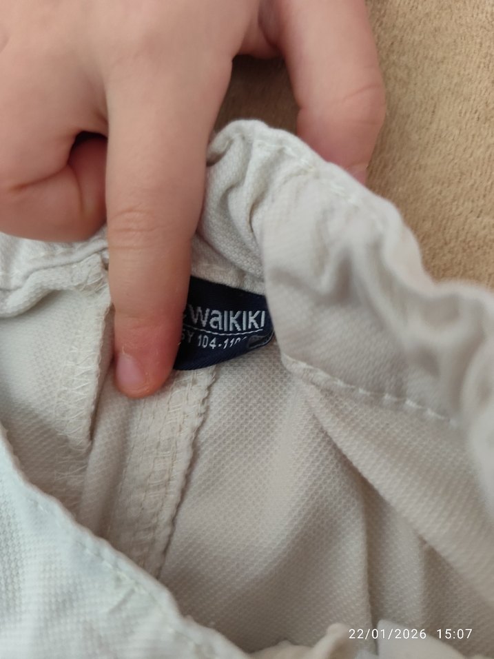 Düğmeli Beyaz Keten Erkek Çocuk Pantolon - Görsel 2