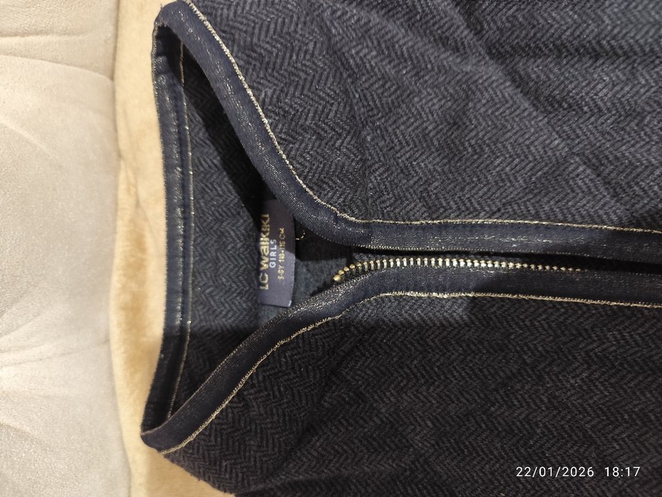 Erkek Çocuk Gri Denim Fermuarlı Yelek - Görsel 2