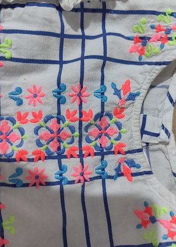 Kız Çocuk Nakışlı Fırfırlı Bohem Elbise - Görsel 2