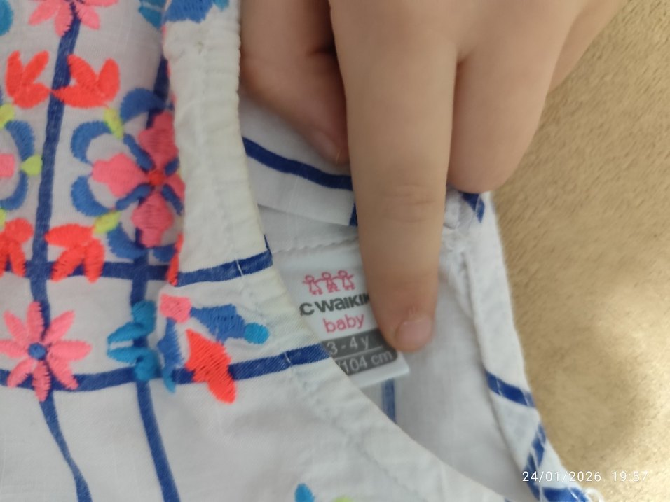 Kız Çocuk Nakışlı Fırfırlı Bohem Elbise - Görsel 3