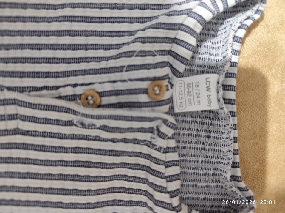 Gri Çizgili Örgü Bebek Tulum - Görsel 2