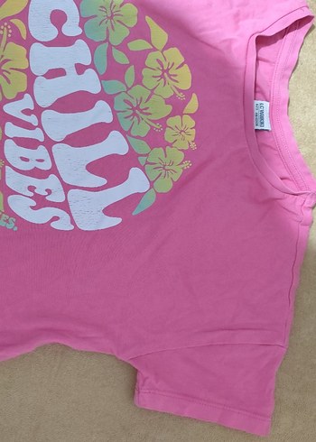 Pembe Çiçek Baskılı Kız Tişörtü - Görsel 2