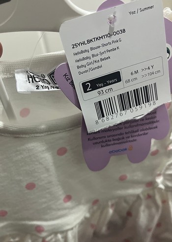 HelloBaby Pembe Puantiyeli Fırfırlı Bebek Kız Takımı