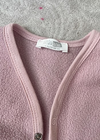 Kız Çocuk Pembe Düğmeli Polar Yelek - Görsel 3