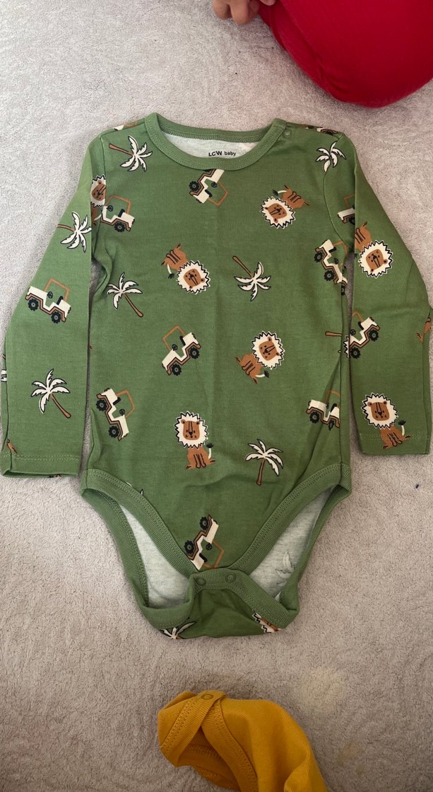 Uzun Kollu Erkek Bebek Yeşil Baskılı Body - Görsel 2