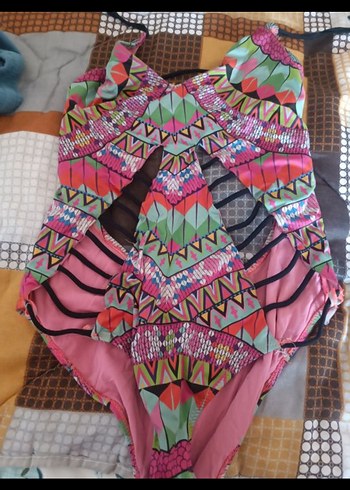 Renkli Bohem Desenli Mini Kadın Mayo - Görsel 2