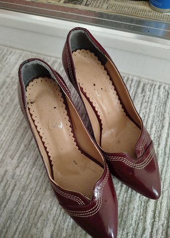 Bordo Rugan Stiletto Kadın Ayakkabı - Görsel 2