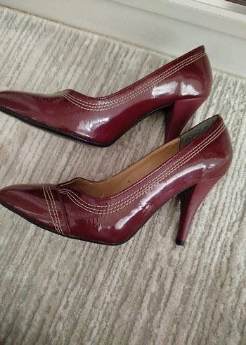 Bordo Rugan Stiletto Kadın Ayakkabı - Görsel 3