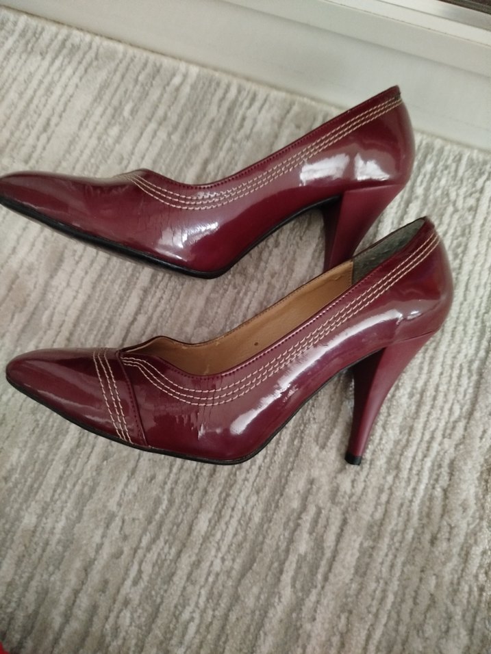 Bordo Rugan Stiletto Kadın Ayakkabı - Görsel 3