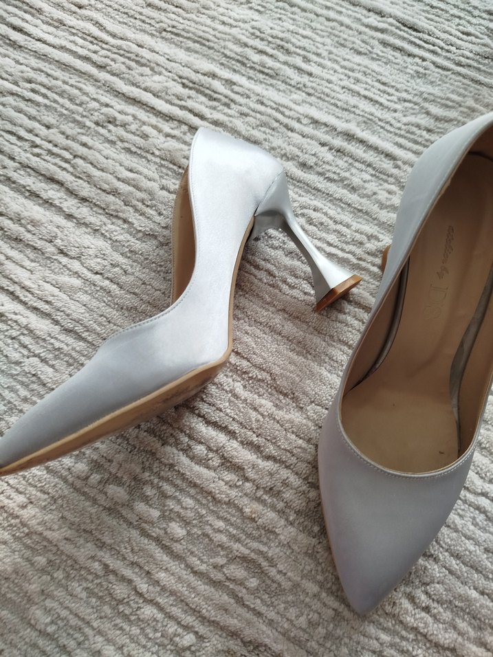 gümüş Saten Stiletto Kadın Ayakkabı 9.cm - Görsel 5