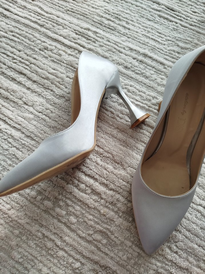 gümüş Saten Stiletto Kadın Ayakkabı 9.cm - Görsel 3