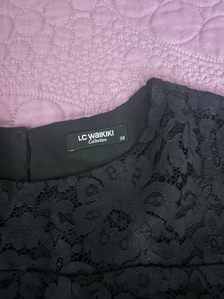 Siyah dantelli elbise - Görsel 3