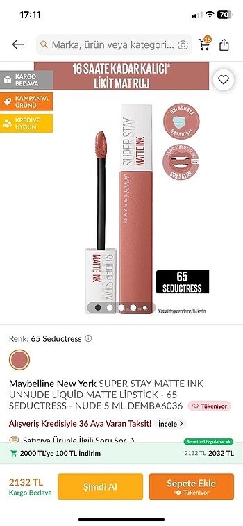 Maybelline süperstay matte ruj