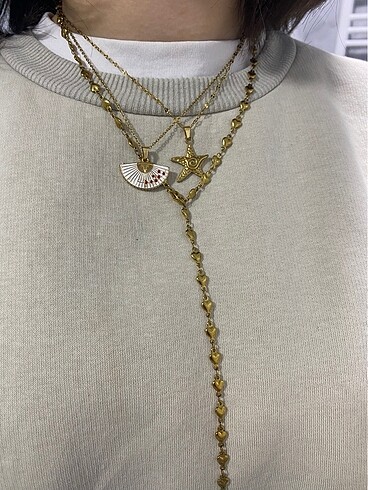 Accessorize gold çelik kalpli y kolye