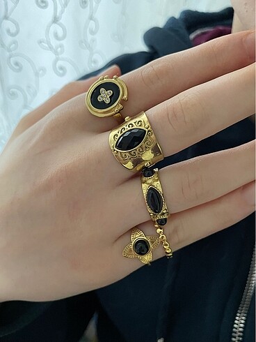  Beden altın Renk gold çelik vintage yüzükler