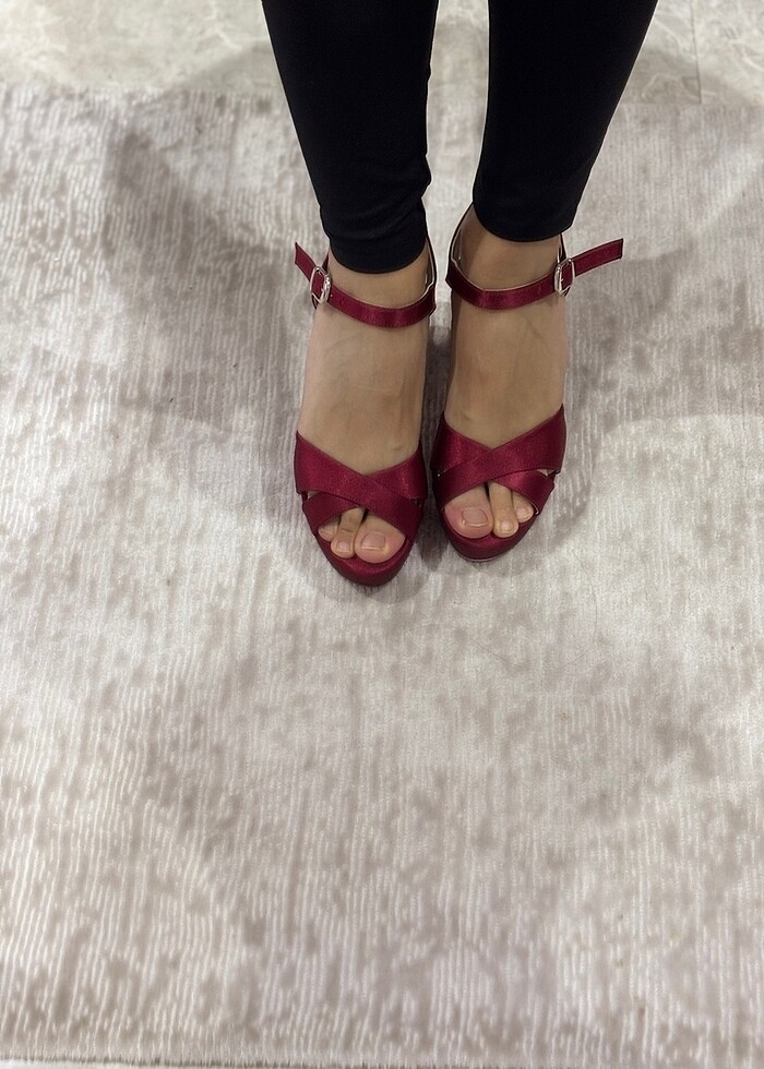 Bordo platform topuklu ayakkabı - Görsel 5
