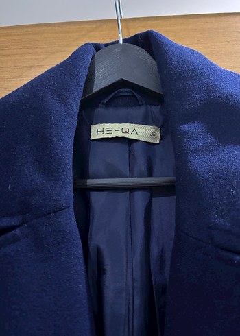 Lacivert Çift Düğmeli Uzun Kaban - Görsel 4