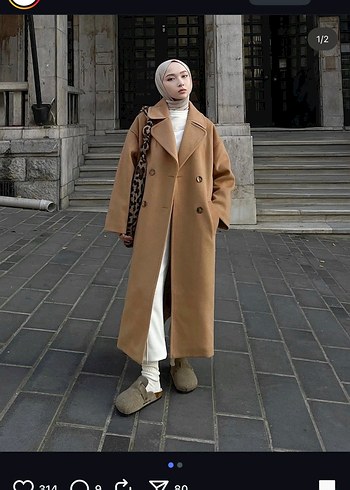 Lacivert Çift Düğmeli Uzun Kaban - Görsel 2