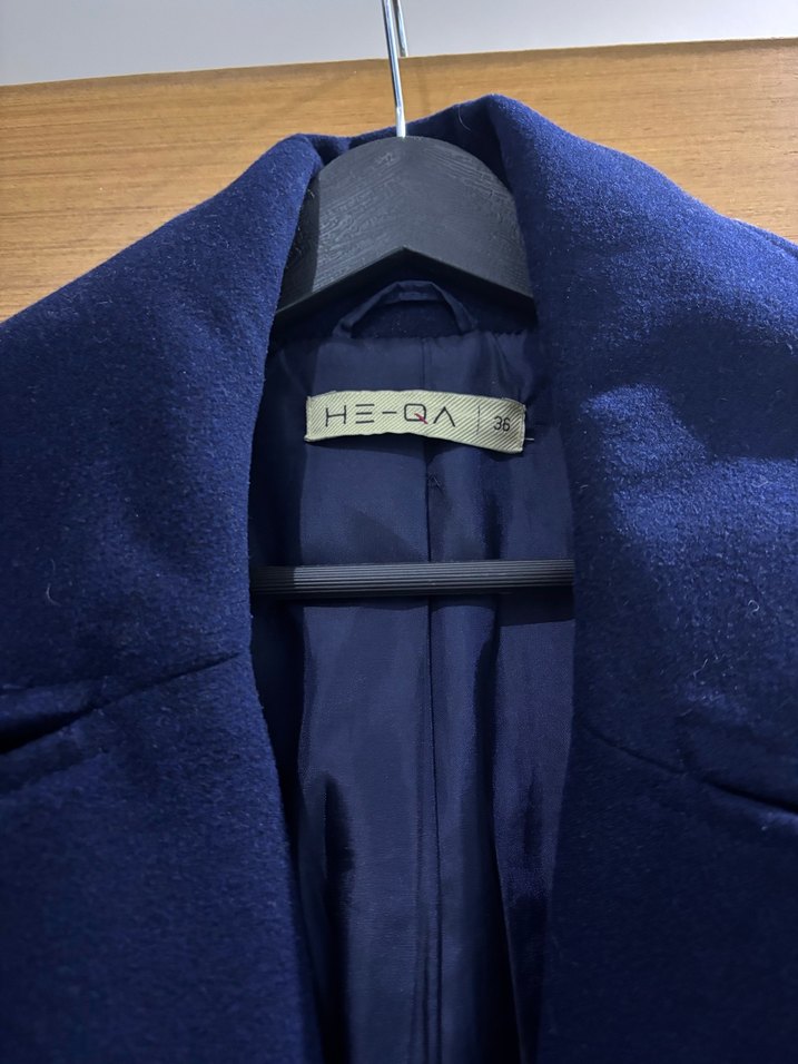 Lacivert Çift Düğmeli Uzun Kaban - Görsel 4