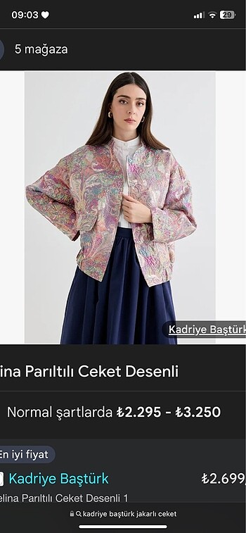 Kadriye Baştürk Parıltılı desenli ceket