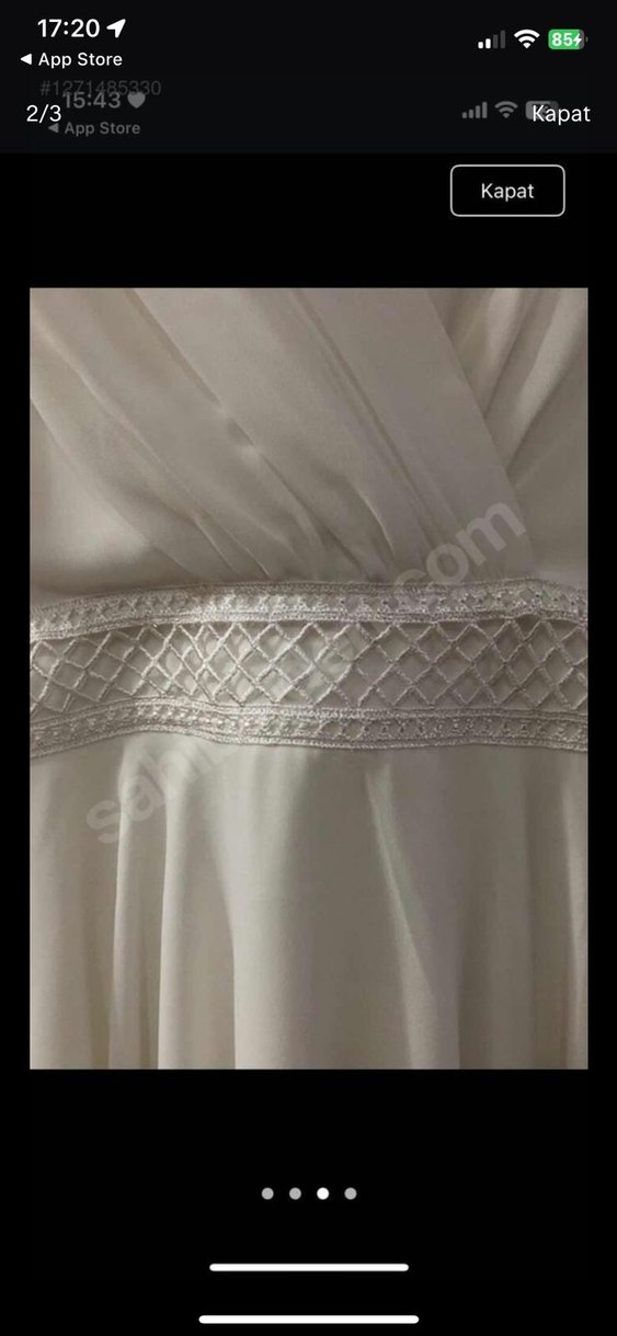 V Yaka Mini Beyaz elbise - Görsel 2