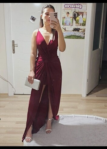 Diğer Bordo abiye gece elbisesi