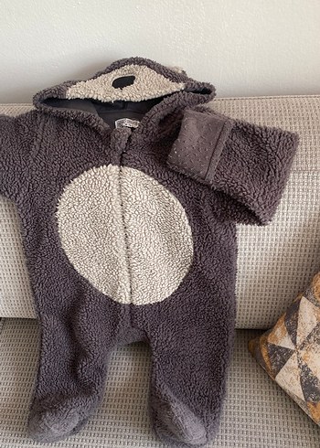 Gri Örgü Nakışlı Bebek Tulumu - Görsel 2