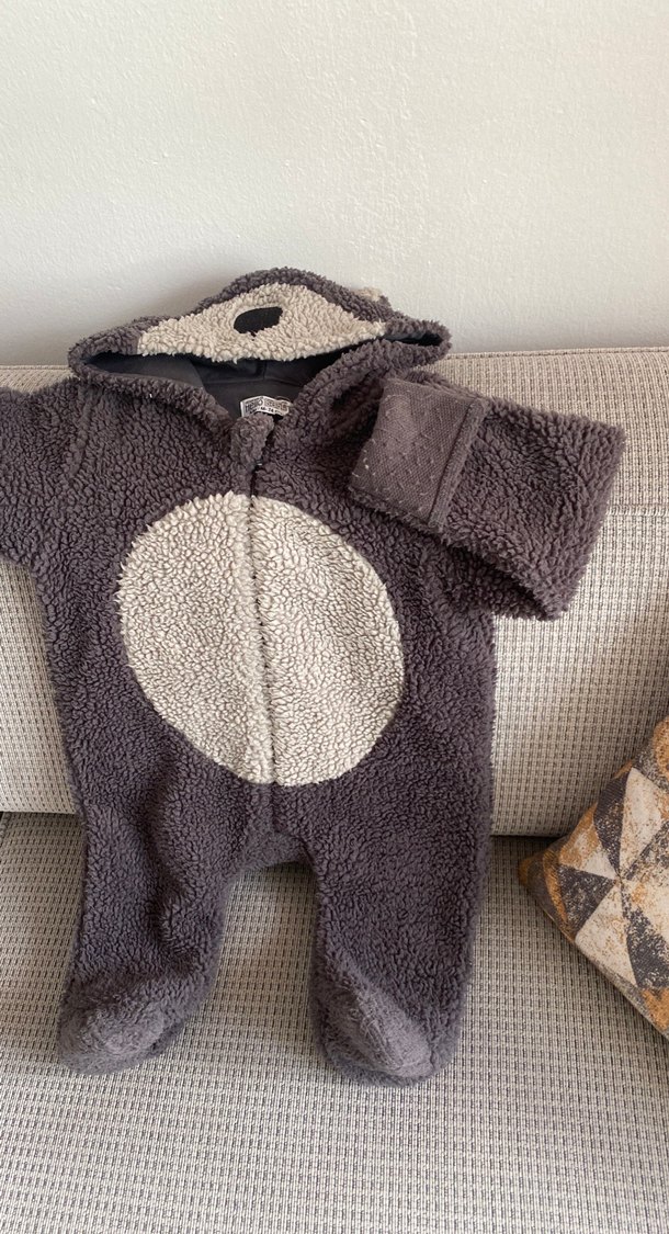 Gri Örgü Nakışlı Bebek Tulumu - Görsel 2